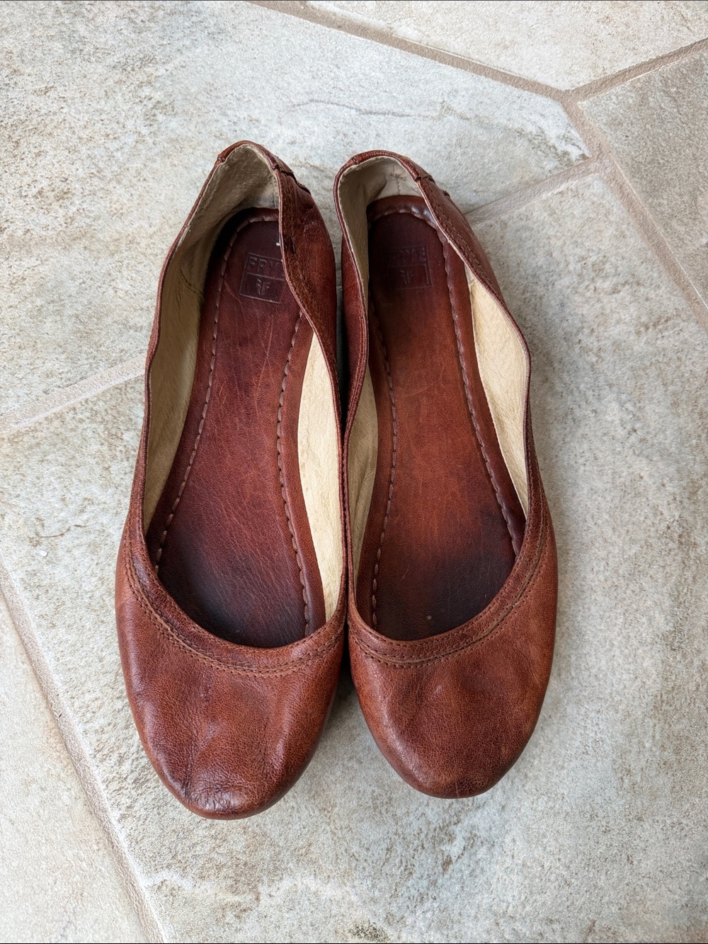 Frye Chestnut Brown Leather Ballet Flats
